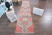 1970'lerden Anadolu kökenli geometrik desenli el dokuma vintage yolluk, 74x373 cm