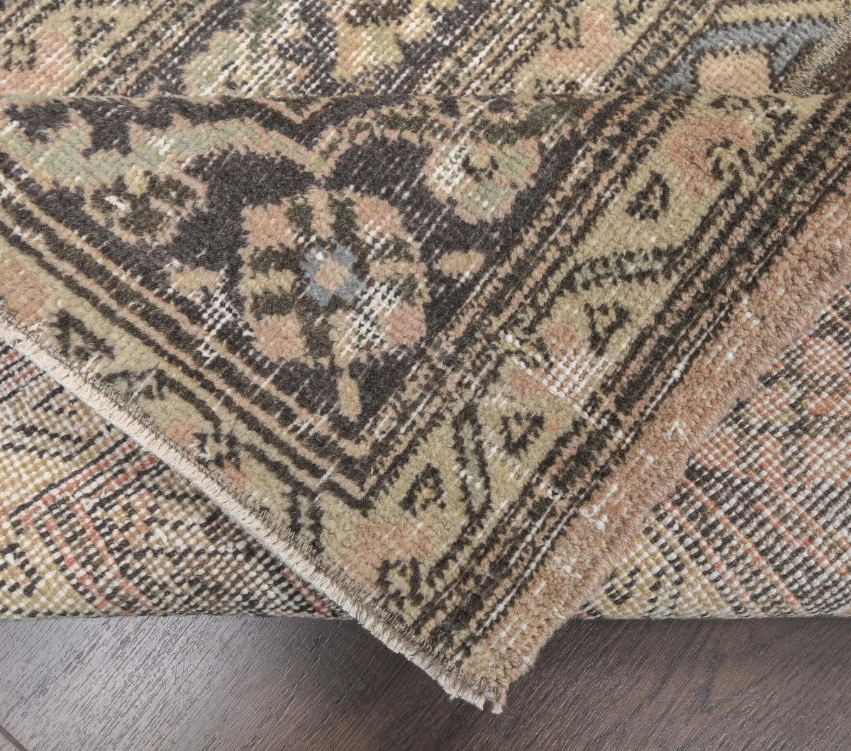 El yapımı vintage yolluk 74x381 cm i̇kat desenli yün - desen detayı