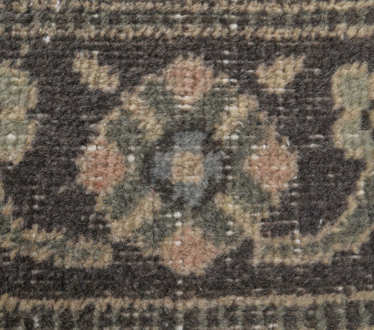 El yapımı vintage yolluk 74x381 cm i̇kat desenli yün - üstten görünüm