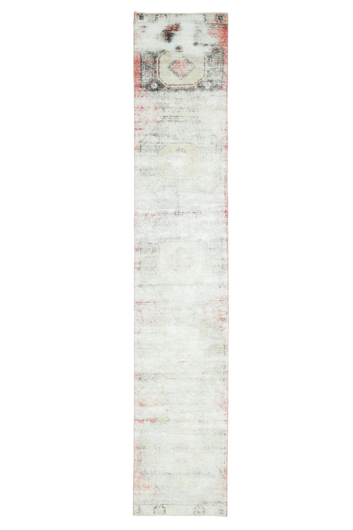 El yapımı vintage yolluk 74x396 cm soyut desenli yün - farklı açıdan görünüm