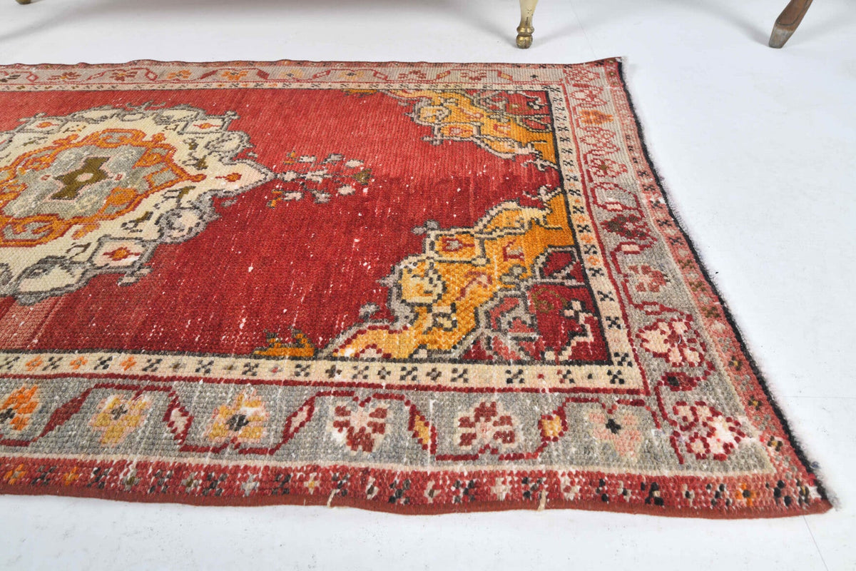 El yapımı vintage halı 61x122 cm oryantal desenli yün - desen detayı