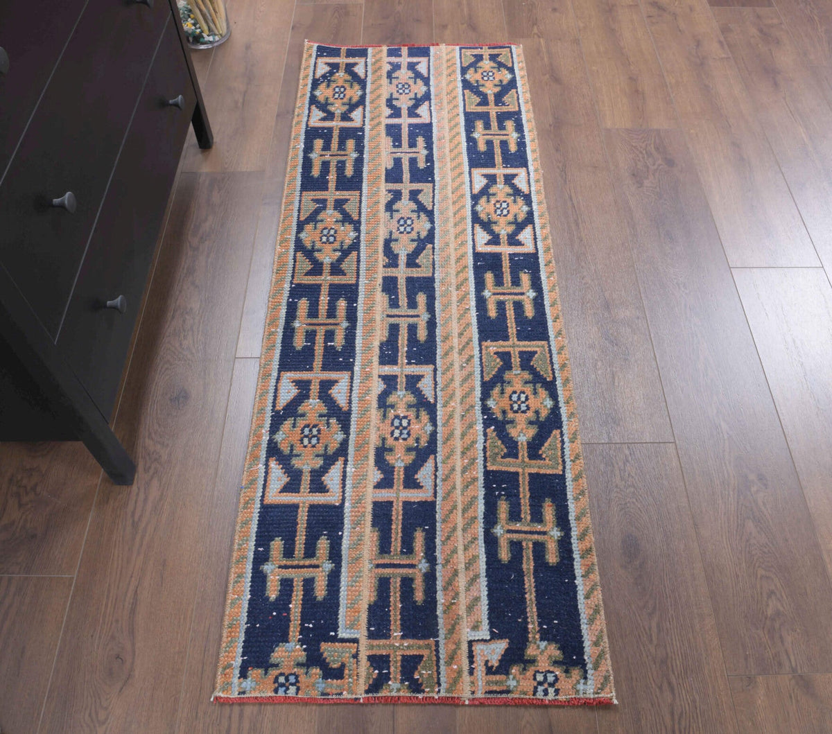 El yapımı vintage yolluk 56x157 cm oryantal desenli yün - açık alan görünümü