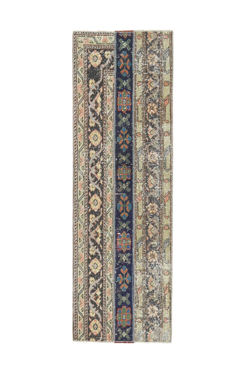 El yapımı vintage yolluk 56x180 cm oryantal desenli yün - üstten görünüm