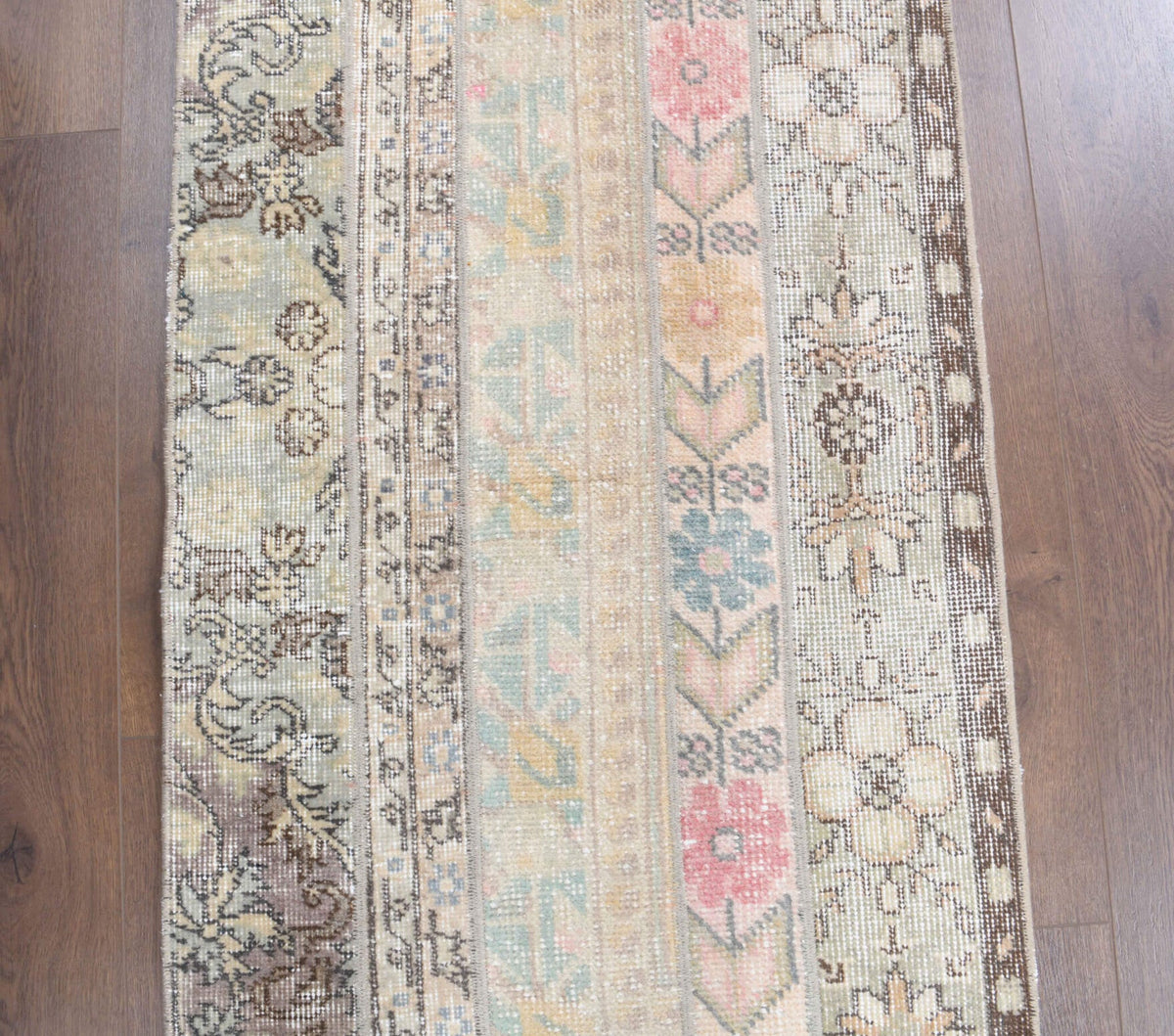 El yapımı vintage yolluk 66x185 cm oryantal desenli yün - desen detayı