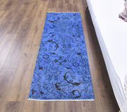 El yapımı vintage yolluk 61x152 cm çiçek desenli desenli yün - detay görünümü