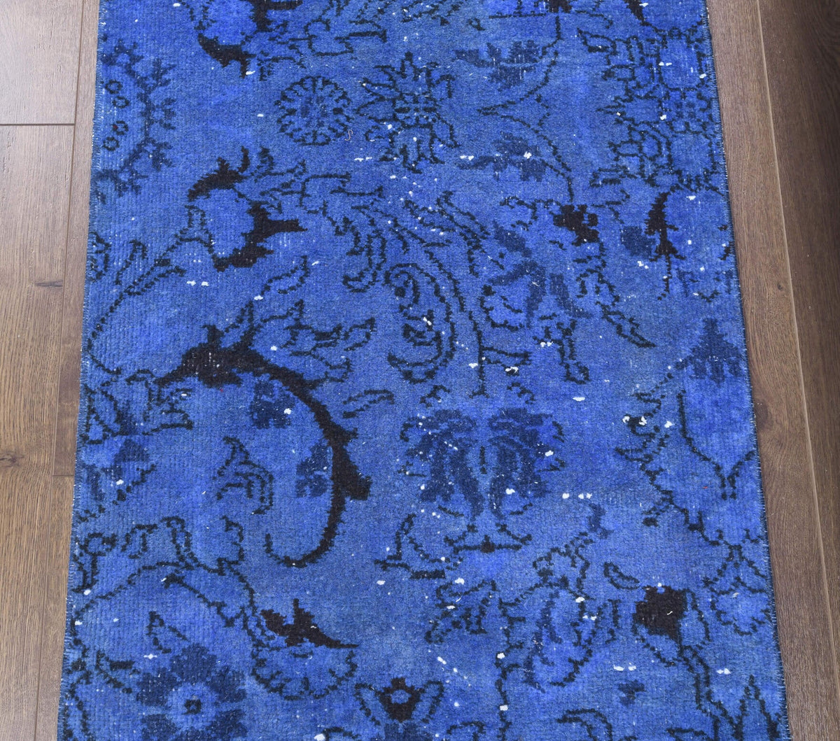 El yapımı vintage yolluk 61x152 cm çiçek desenli desenli yün - yakın çekim doku detayı
