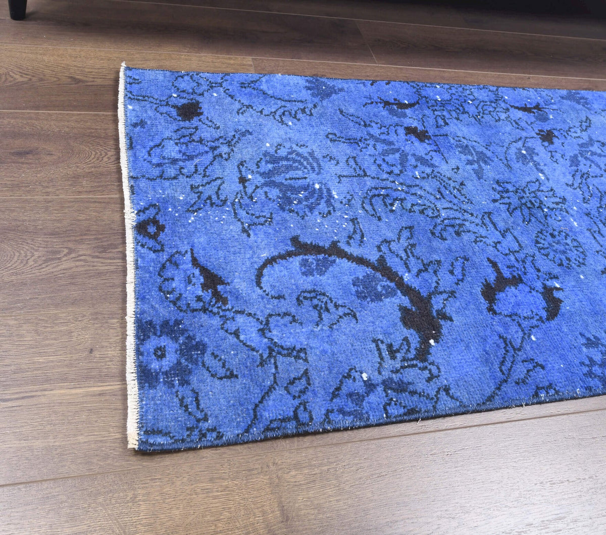 El yapımı vintage yolluk 61x152 cm çiçek desenli desenli yün - kenar ve saçak detayı