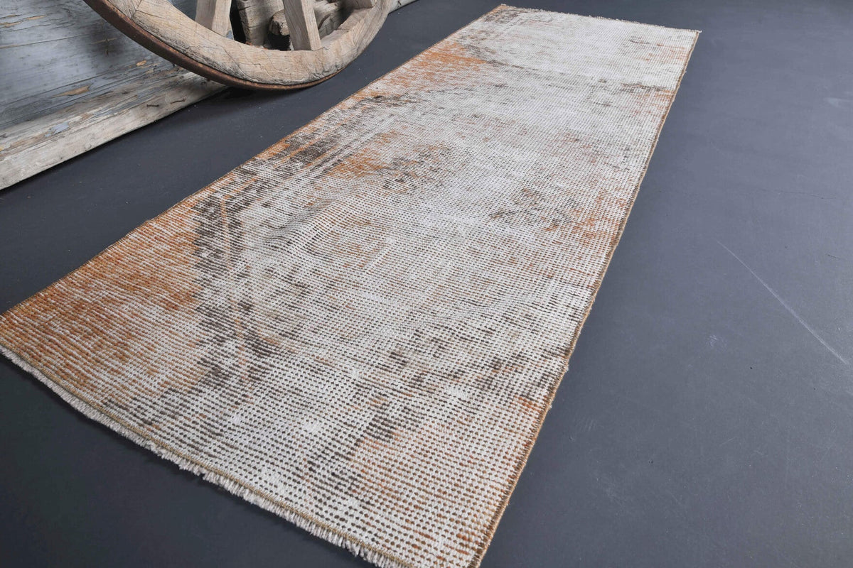 El yapımı vintage yolluk 64x178 cm soyut desenli yün - yakın çekim doku detayı