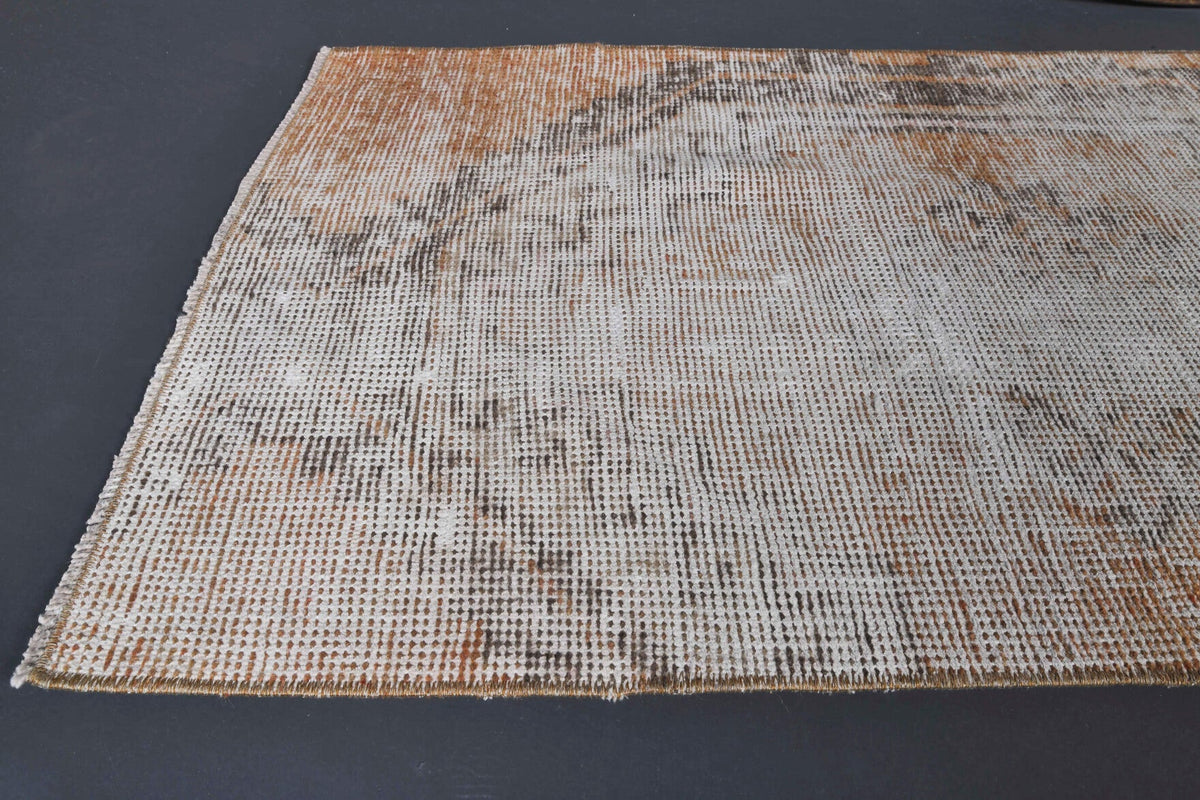 El yapımı vintage yolluk 64x178 cm soyut desenli yün - kenar ve saçak detayı