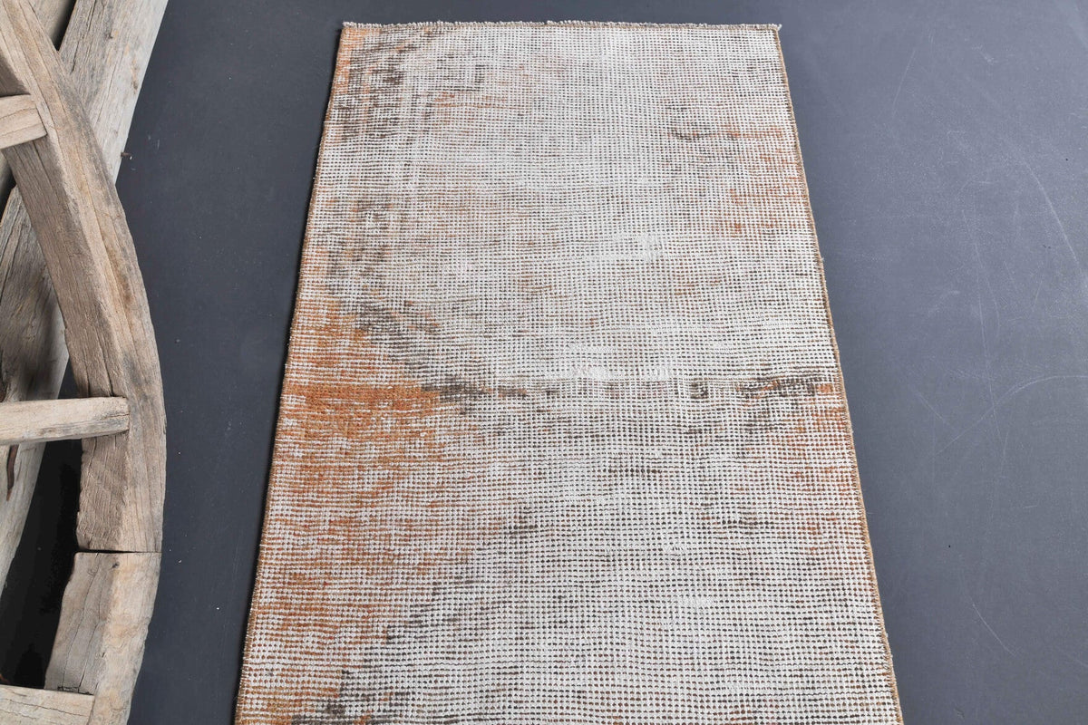El yapımı vintage yolluk 64x178 cm soyut desenli yün - üstten görünüm