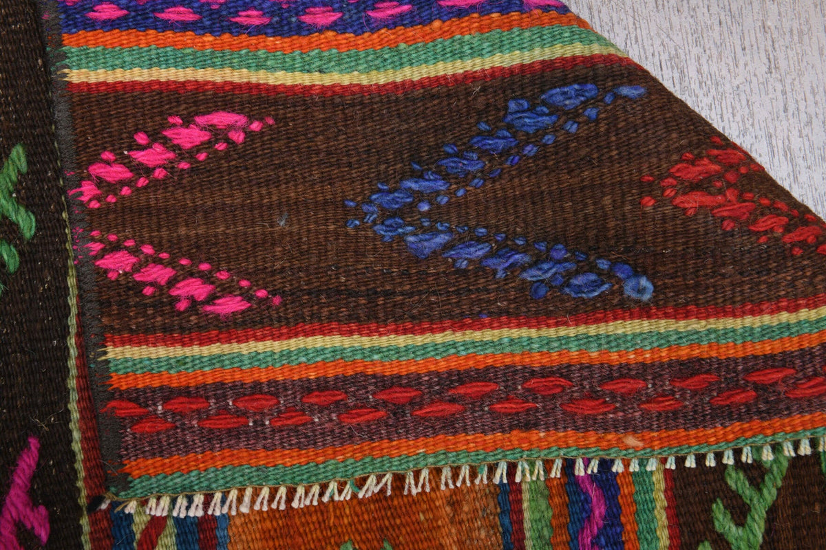 El yapımı vintage yolluk 74x196 cm çizgili desenli yün - desen detayı