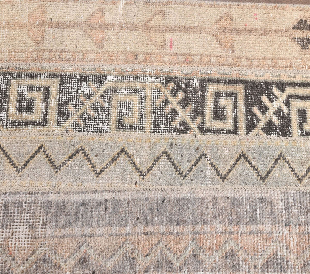 El yapımı vintage yolluk 58x180 cm patchwork desenli yün - desen detayı