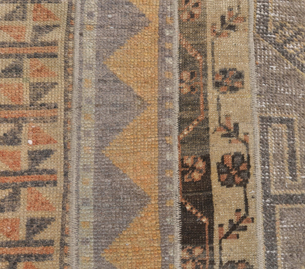 El yapımı vintage yolluk 51x183 cm i̇kat desenli yün - desen detayı