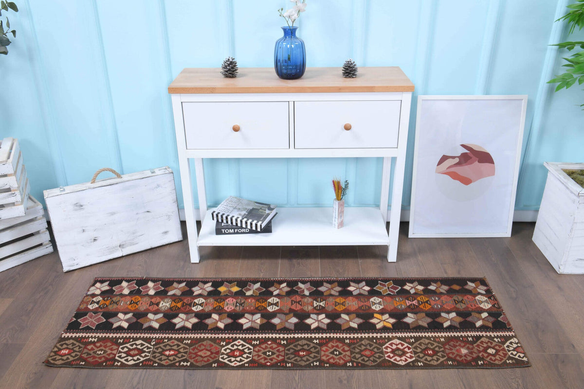 2x6 Wool Vintage Turkish Kilim Runner Rug