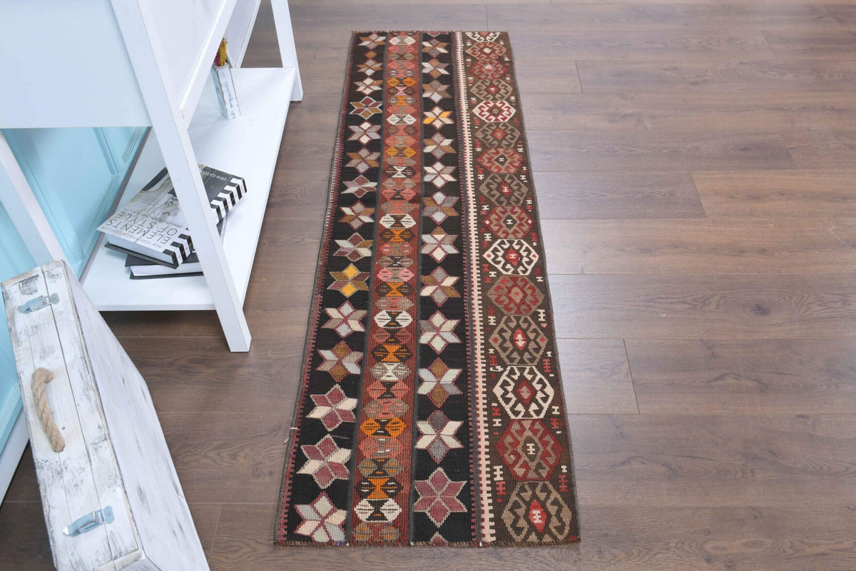 2x6 Wool Vintage Turkish Kilim Runner Rug