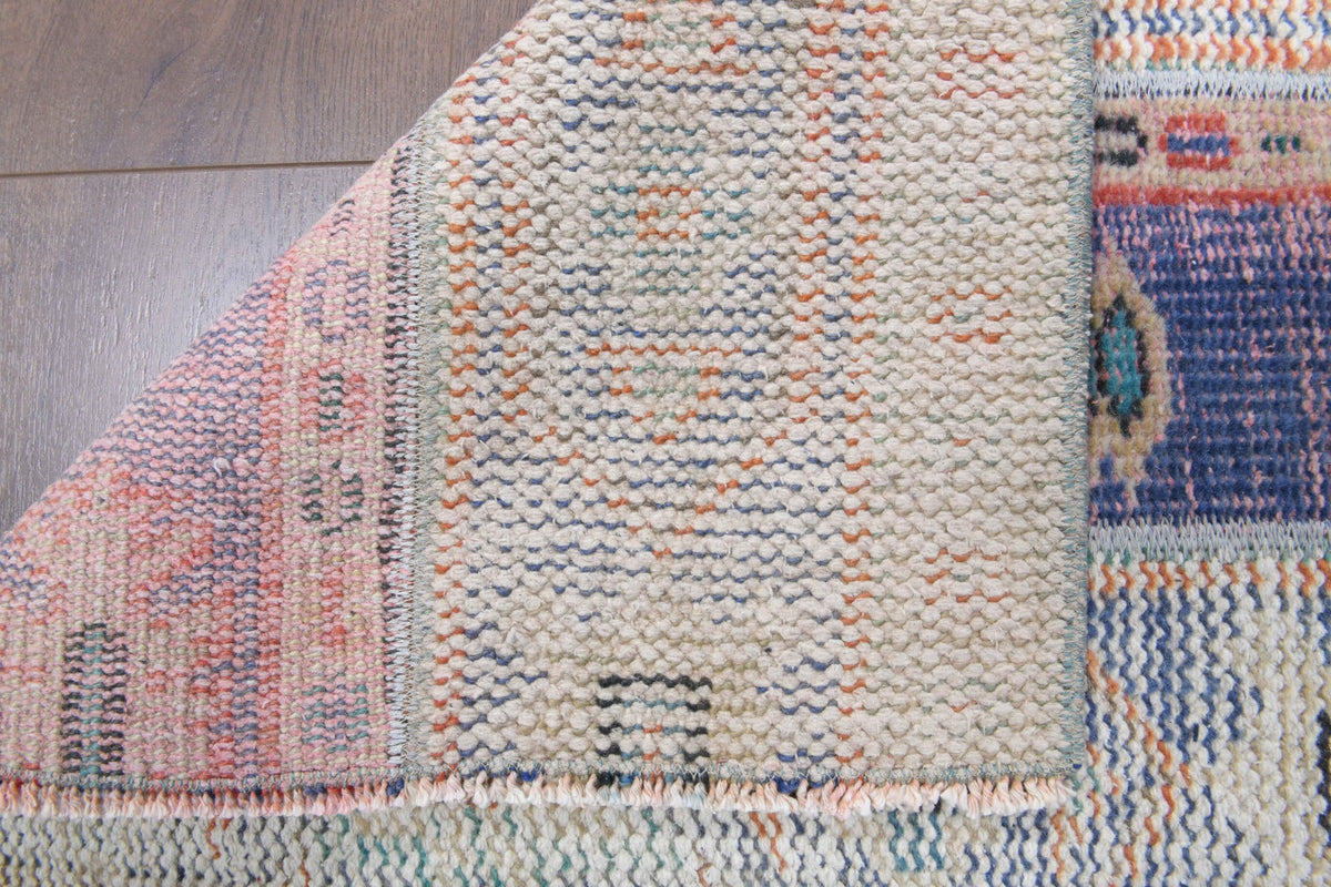 El yapımı vintage yolluk 56x226 cm i̇kat desenli yün - desen detayı
