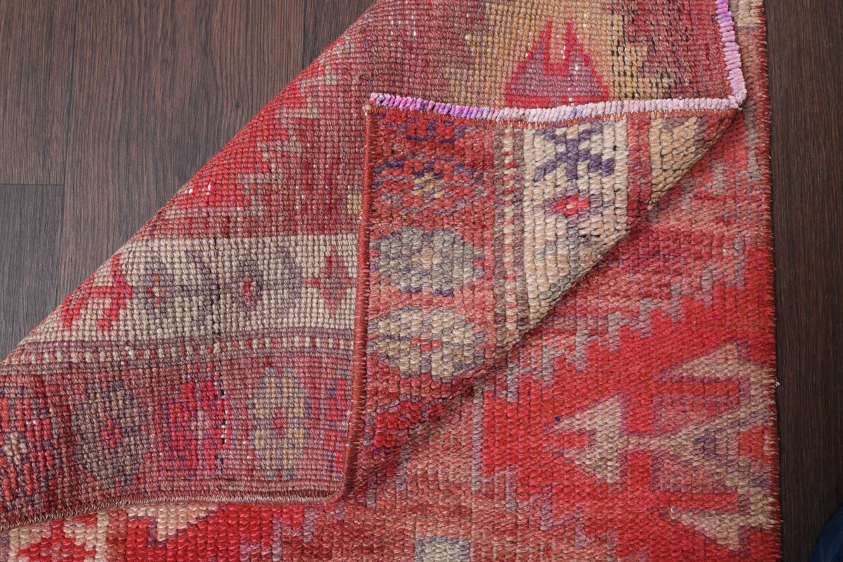 El yapımı vintage yolluk 61x213 cm oryantal desenli yün - üstten görünüm