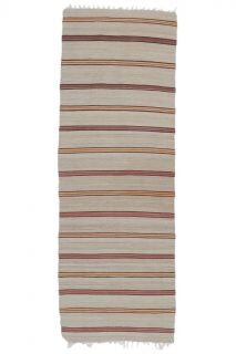El yapımı vintage yolluk 74x216 cm çizgili desenli yün - açık alan görünümü