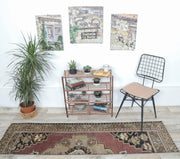 El yapımı vintage yolluk 30x213 cm oryantal desenli yün - detay görünümü