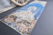 El yapımı vintage yolluk 61x183 cm geleneksel desenli yün - detay görünümü