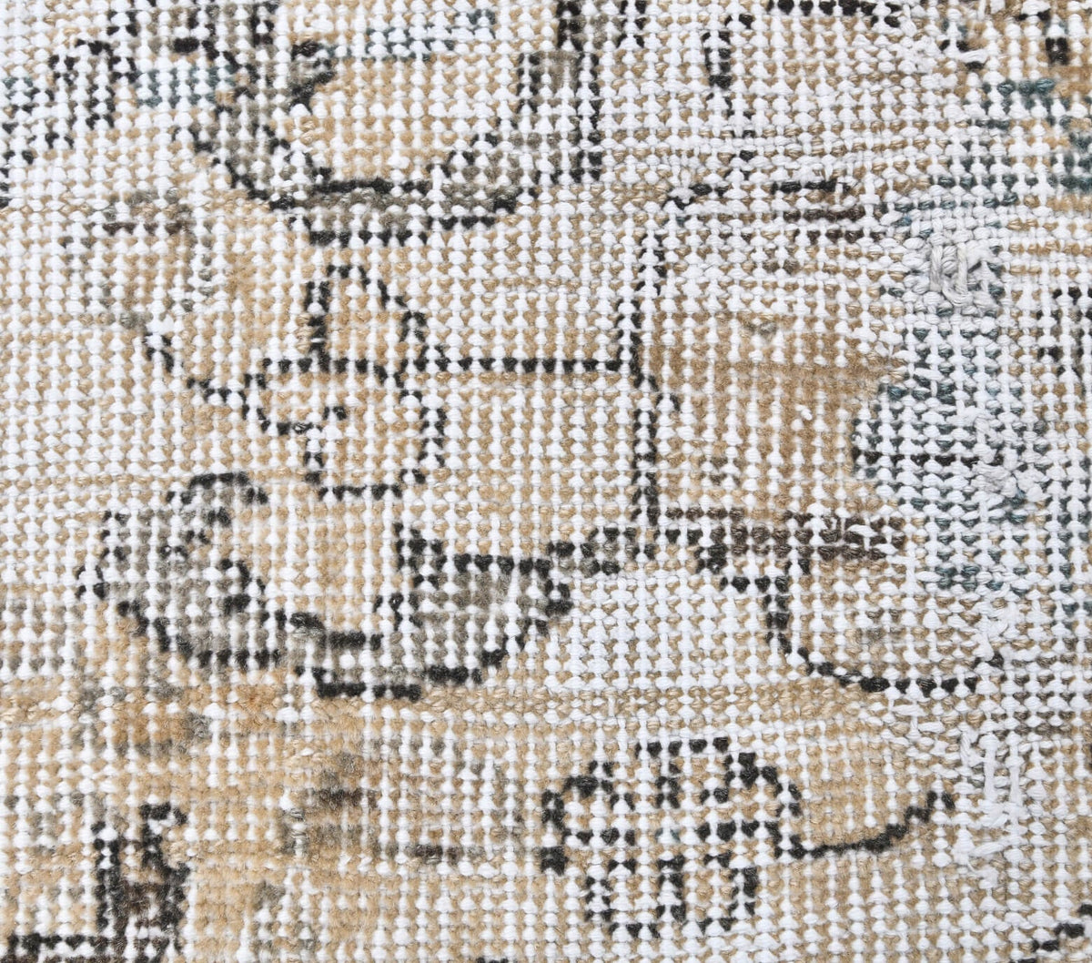 El yapımı vintage yolluk 71x216 cm çiçek desenli desenli yün - kenar ve saçak detayı