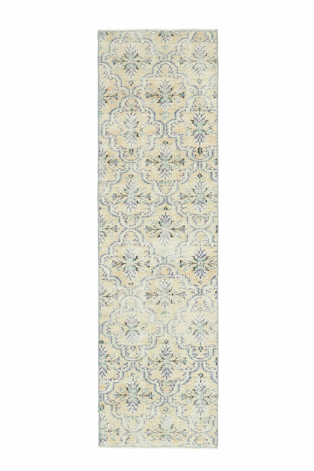 El yapımı vintage yolluk 61x183 cm çiçek desenli desenli yün - farklı açıdan görünüm