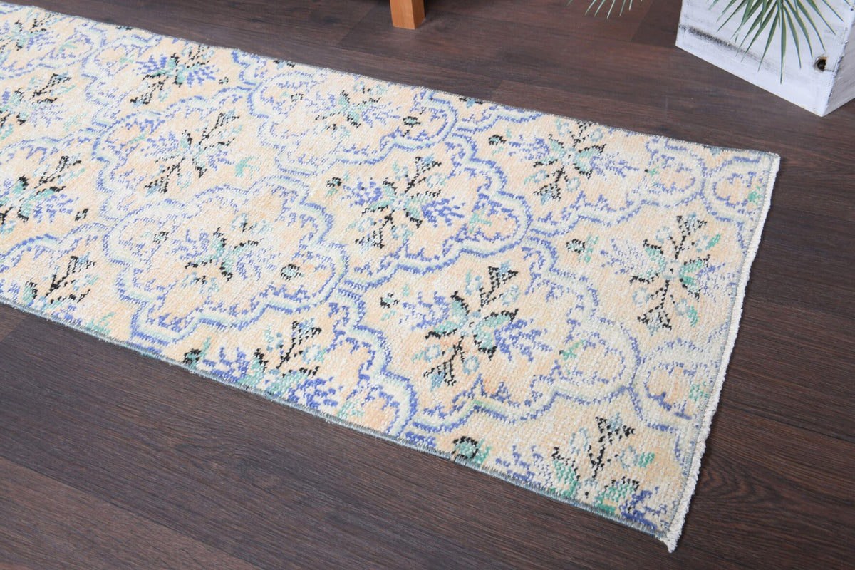 El yapımı vintage yolluk 61x183 cm çiçek desenli desenli yün - mekan görünümü