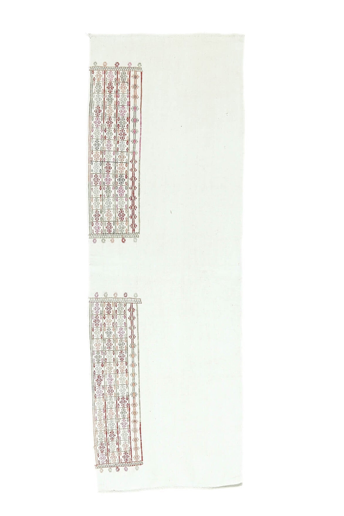 El yapımı vintage yolluk 71x216 cm düz desenli yün - üstten görünüm