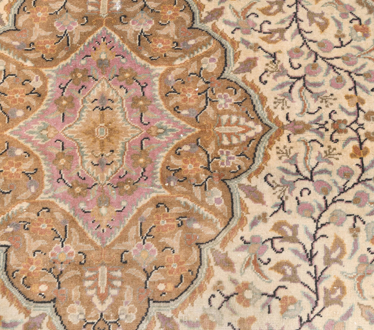 El yapımı vintage yolluk 71x211 cm çiçek desenli desenli yün - desen detayı
