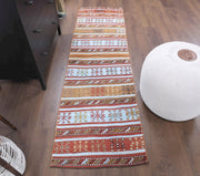 El yapımı vintage yolluk 61x213 cm kilim desenli yün - detay görünümü