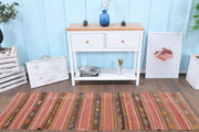 El yapımı vintage yolluk 71x224 cm çizgili desenli yün - detay görünümü