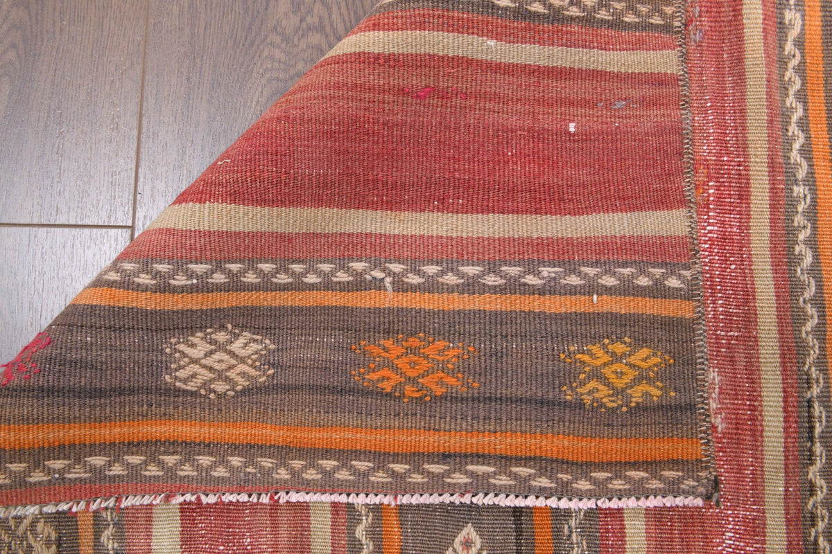 El yapımı vintage yolluk 71x224 cm çizgili desenli yün - açık alan görünümü