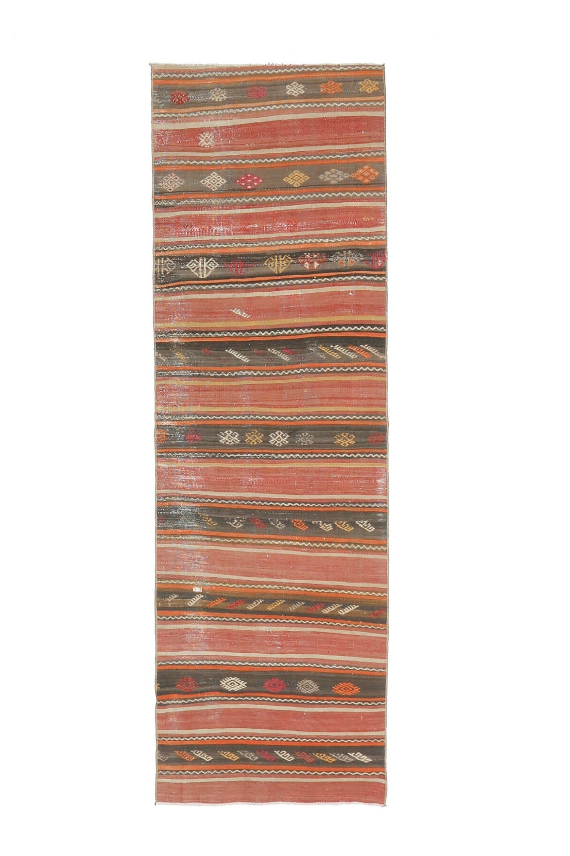 El yapımı vintage yolluk 71x224 cm çizgili desenli yün - farklı açıdan görünüm