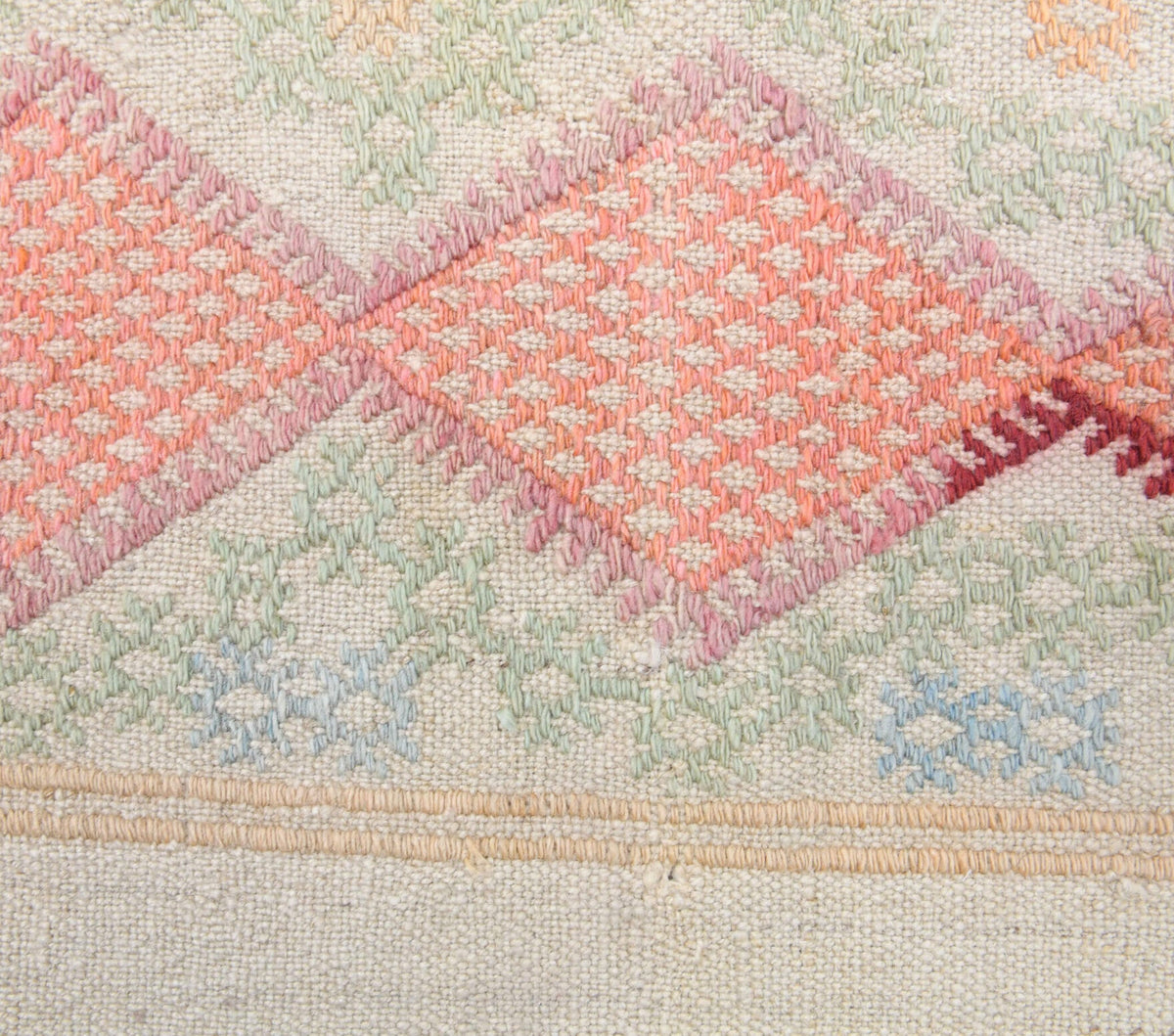 El yapımı vintage yolluk 61x208 cm düz desenli yün - üstten görünüm