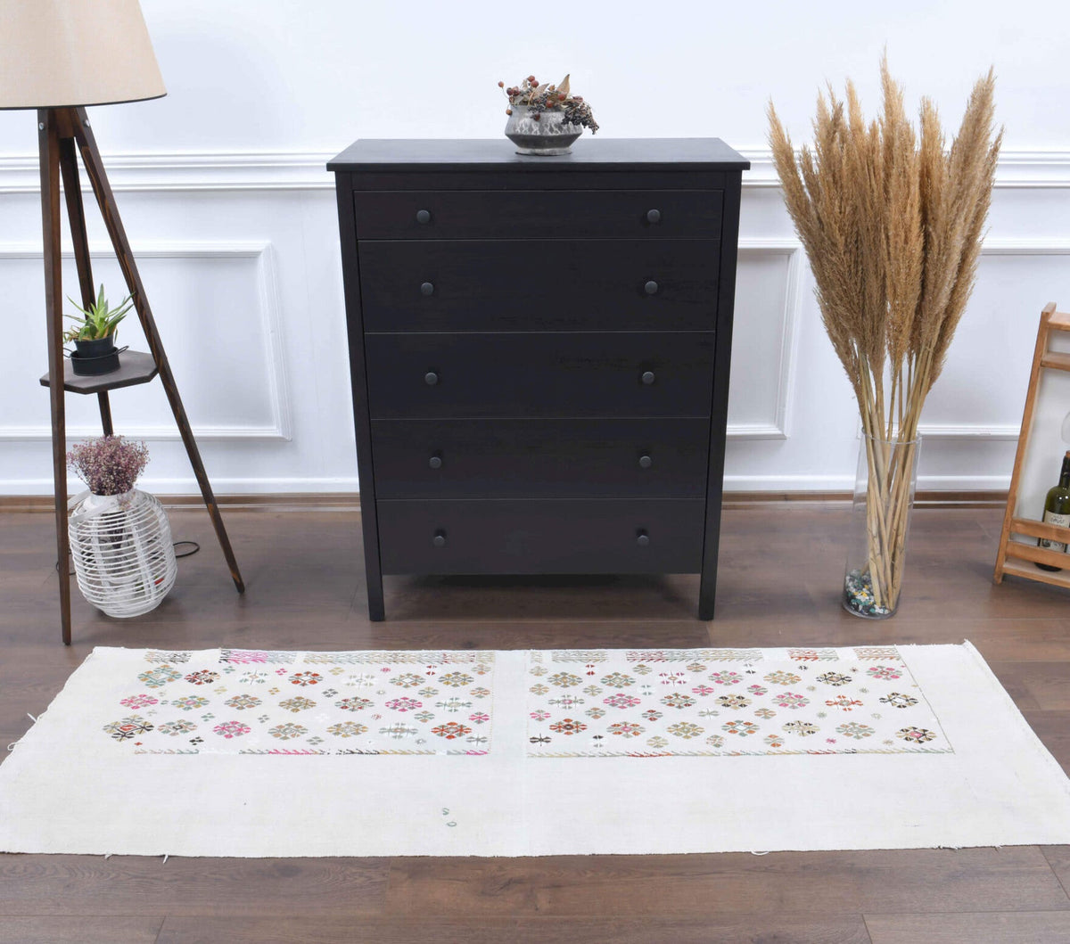 2x7 Wool Vintage Kilim Runner Rug