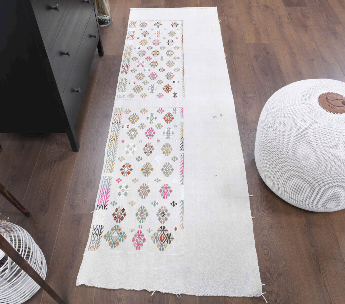 2x7 Wool Vintage Kilim Runner Rug