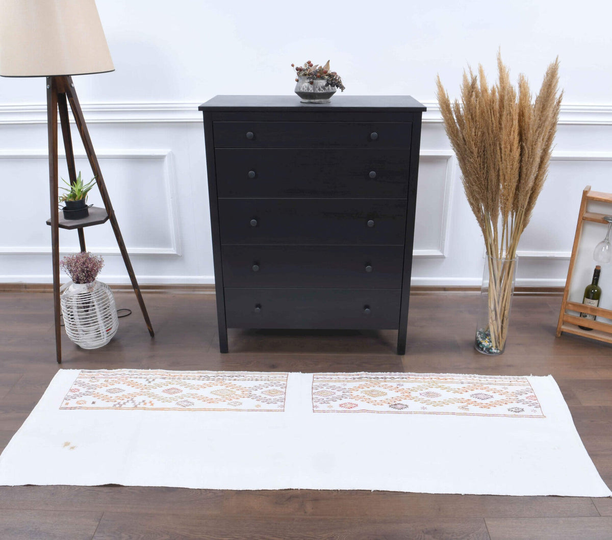 2x7 Wool Vintage Flatweave Runner Rug