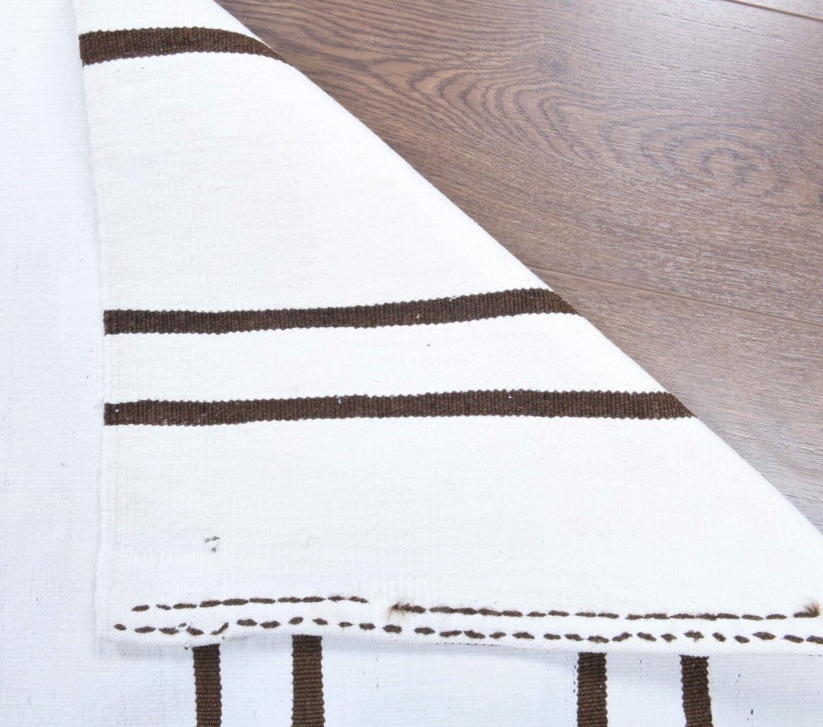 El yapımı vintage yolluk 58x201 cm çizgili desenli yün - desen detayı