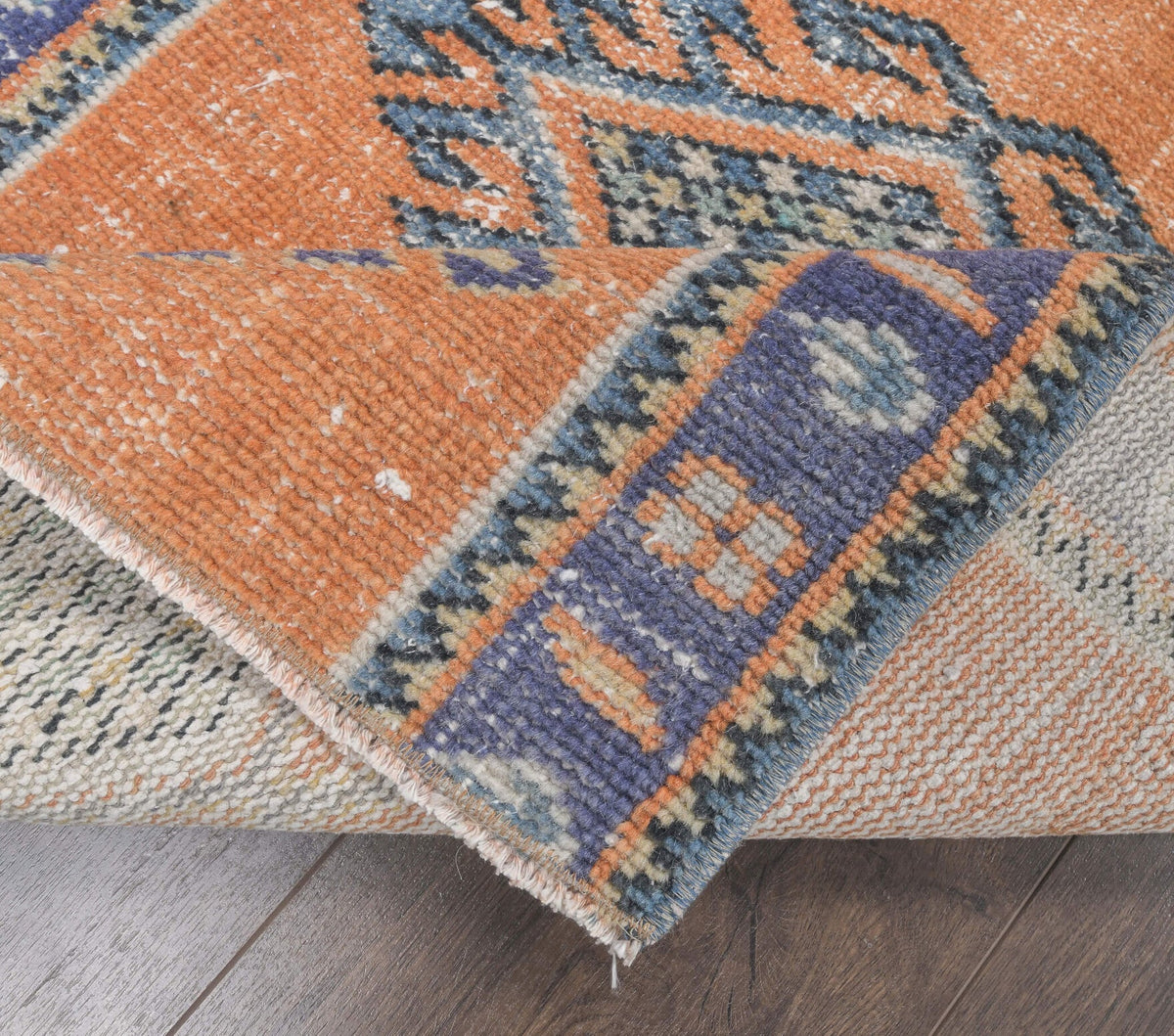 El yapımı vintage yolluk 71x246 cm geometrik desenli yün - desen detayı