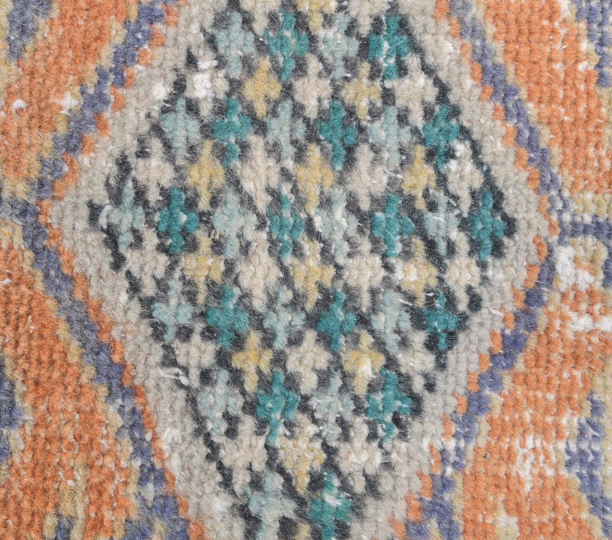 El yapımı vintage yolluk 71x246 cm geometrik desenli yün - üstten görünüm