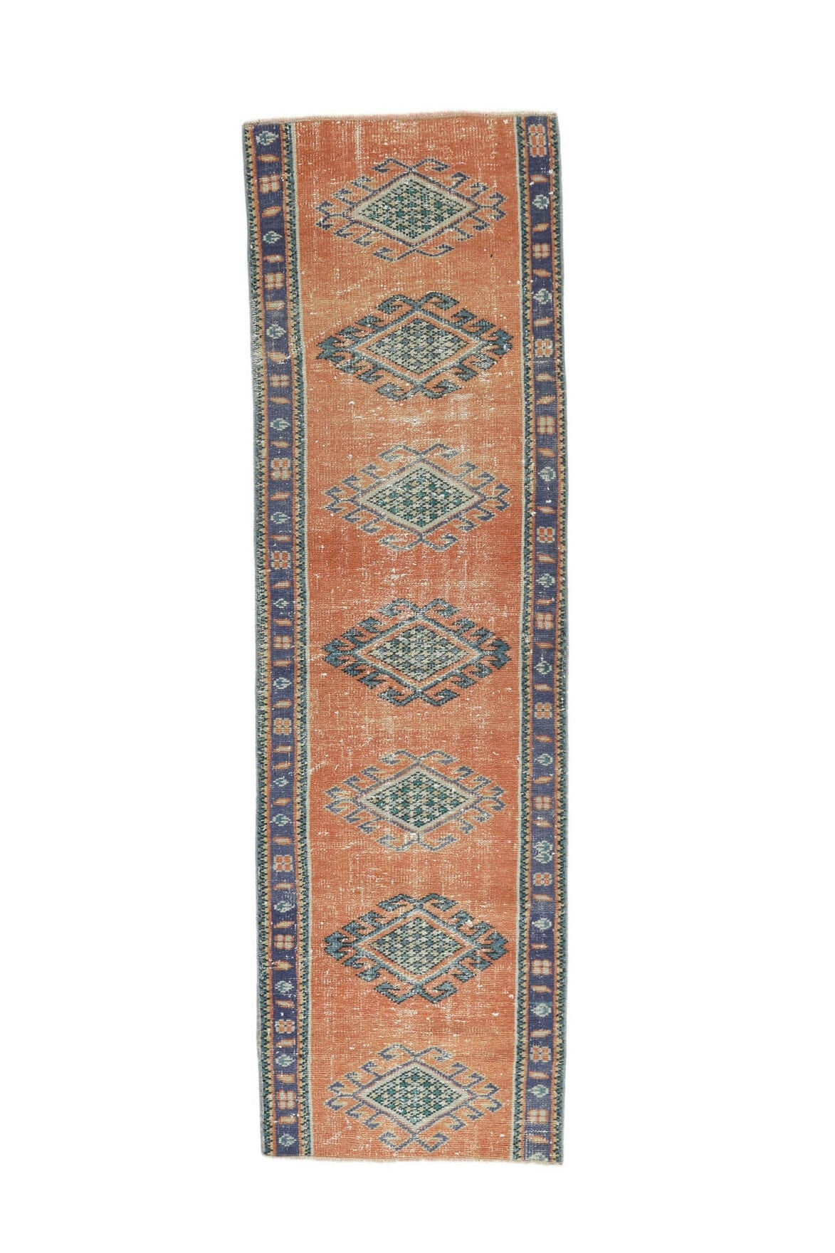 El yapımı vintage yolluk 71x246 cm geometrik desenli yün - açık alan görünümü