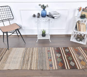 El yapımı vintage yolluk 64x249 cm kilim desenli yün - detay görünümü