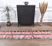 El yapımı vintage yolluk 56x239 cm patchwork desenli yün - detay görünümü