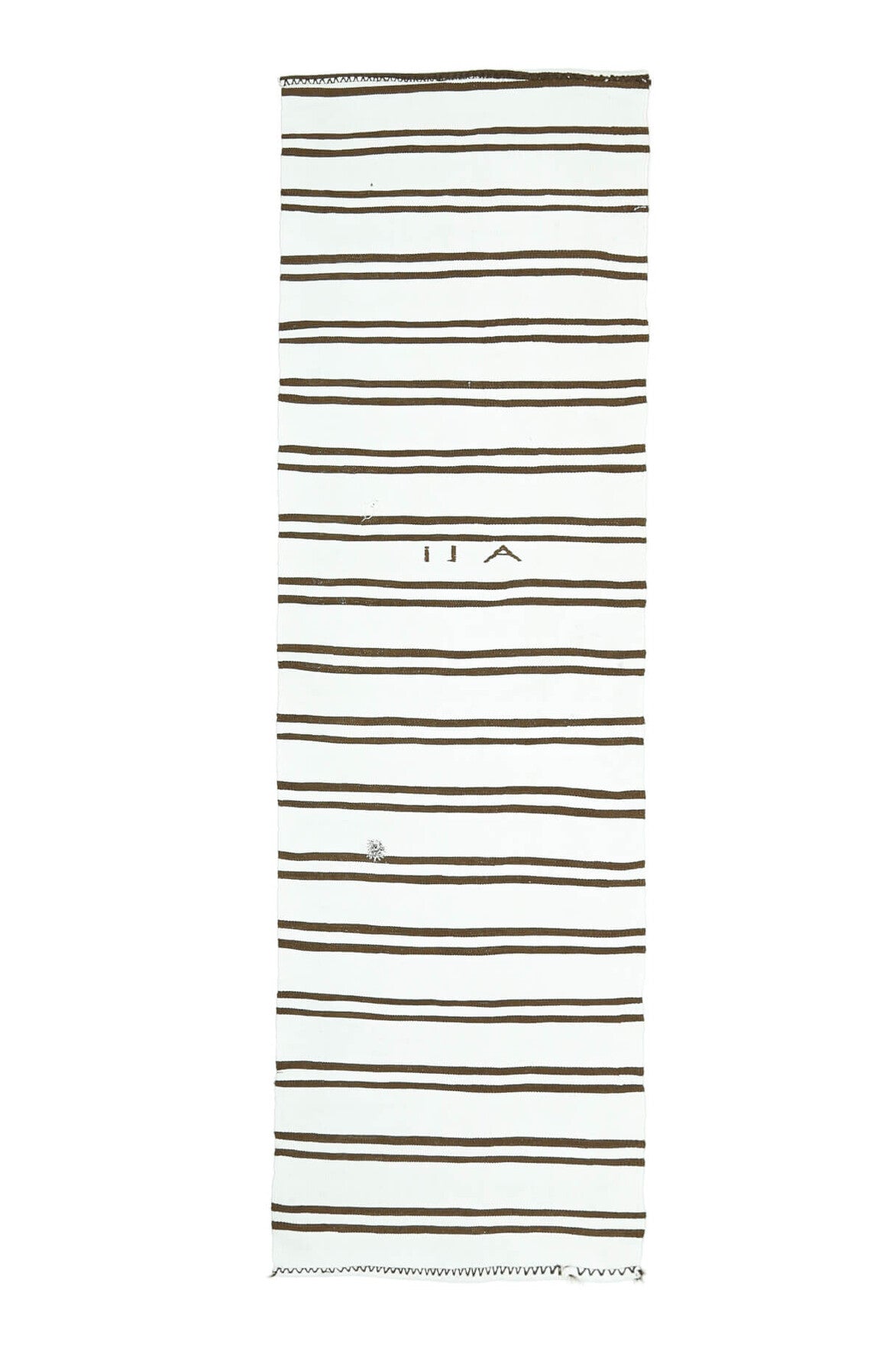 El yapımı vintage yolluk 64x231 cm çizgili desenli yün - üstten görünüm