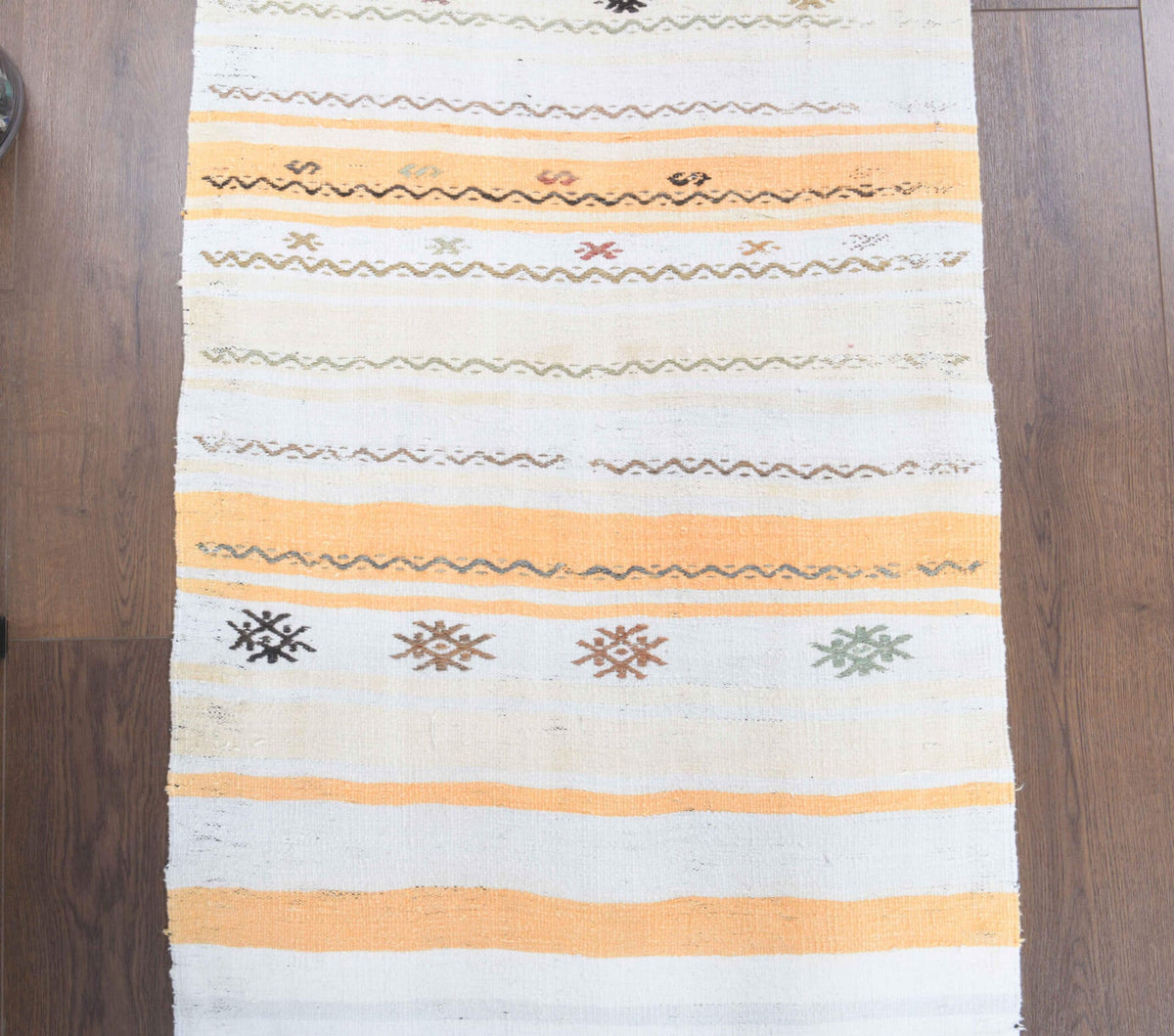 El yapımı vintage yolluk 66x254 cm çizgili desenli yün - desen detayı