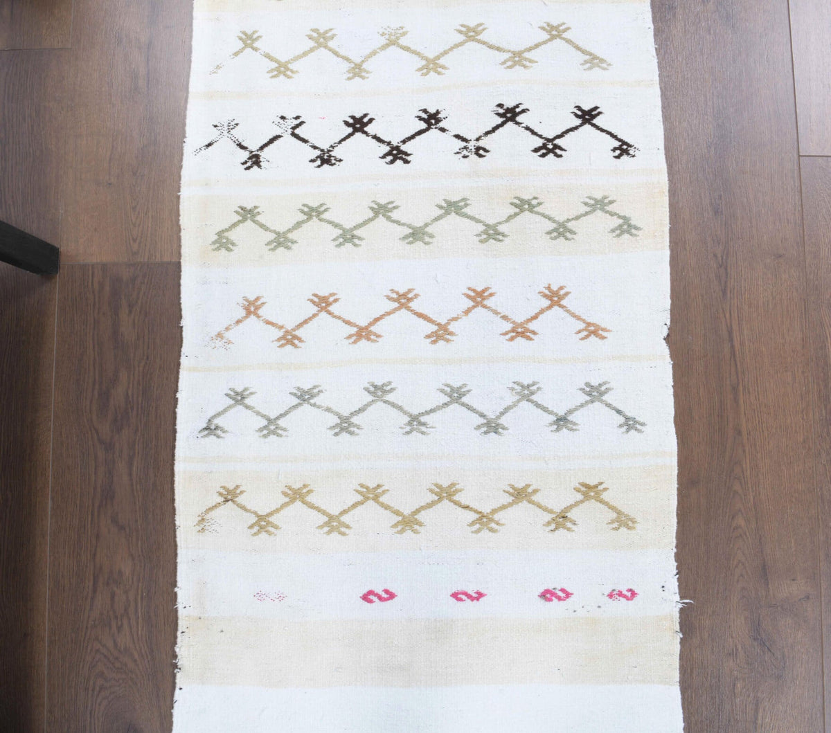 El yapımı vintage yolluk 61x234 cm kilim desenli yün - mekan görünümü