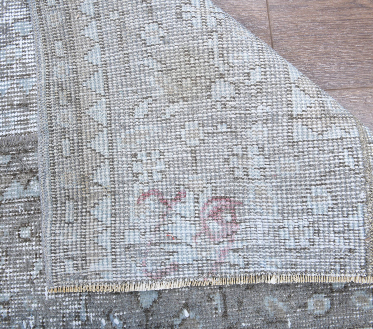 El yapımı vintage yolluk 61x287 cm oryantal desenli yün - kenar ve saçak detayı