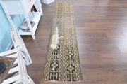 1970'lerden Anadolu kökenli oryantal desenli patchwork vintage yolluk, 56x271 cm