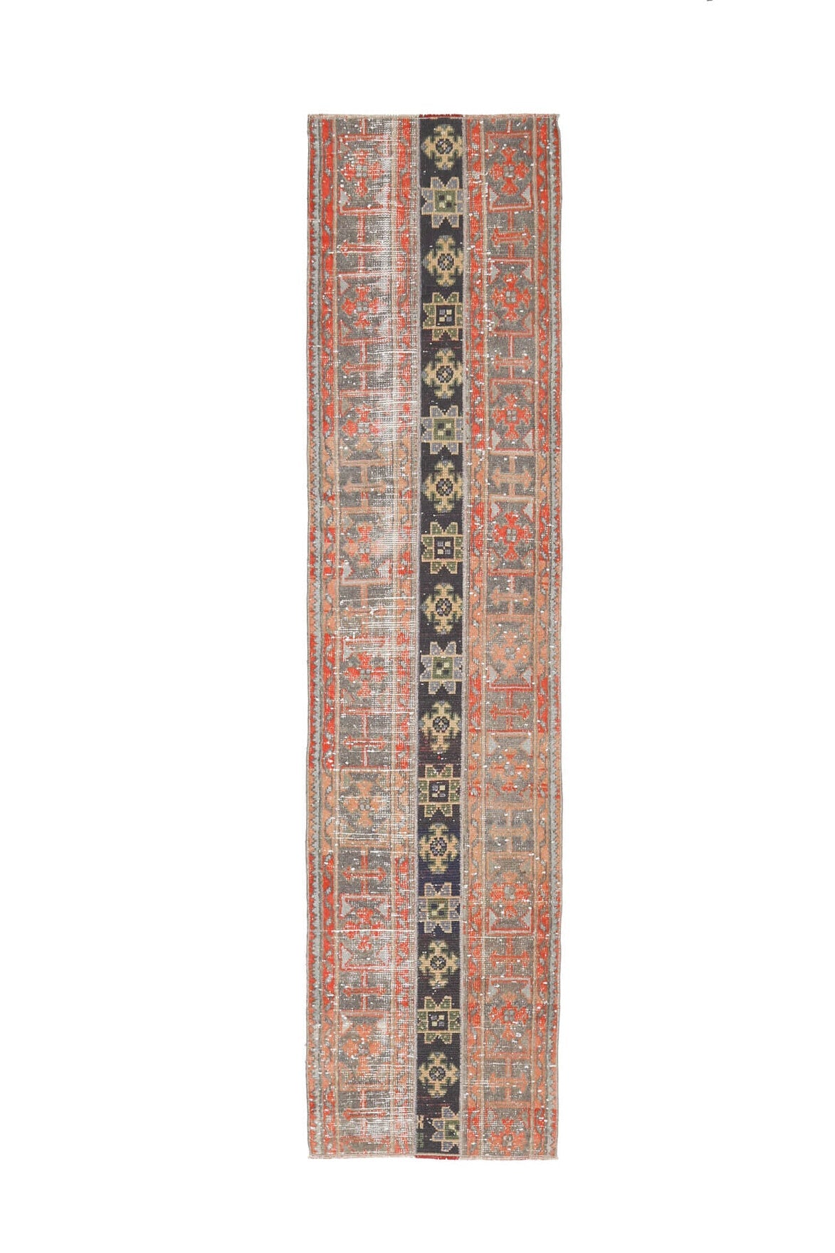 El yapımı vintage yolluk 61x262 cm i̇kat desenli yün - farklı açıdan görünüm