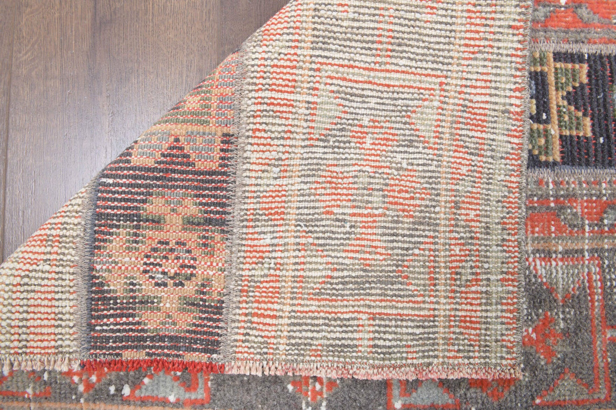 El yapımı vintage yolluk 61x262 cm i̇kat desenli yün - desen detayı